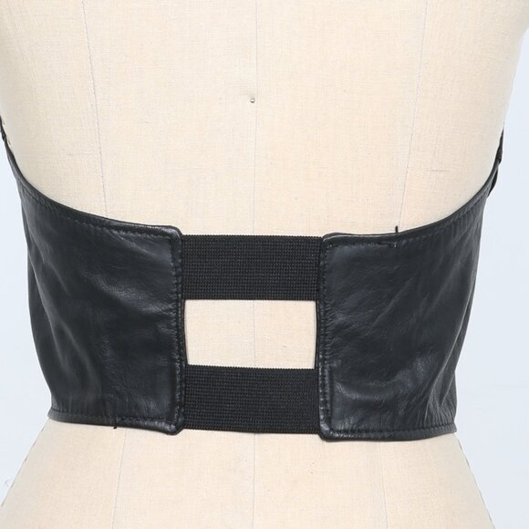 Vintage Black Leather Halter Top Stagecoach Biker Motorcycle Festival Concert - Picture 6 of 6